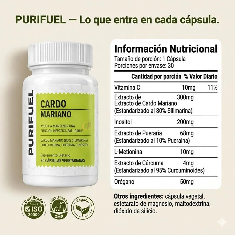Cápsulas de Cardo Mariano para el Hígado